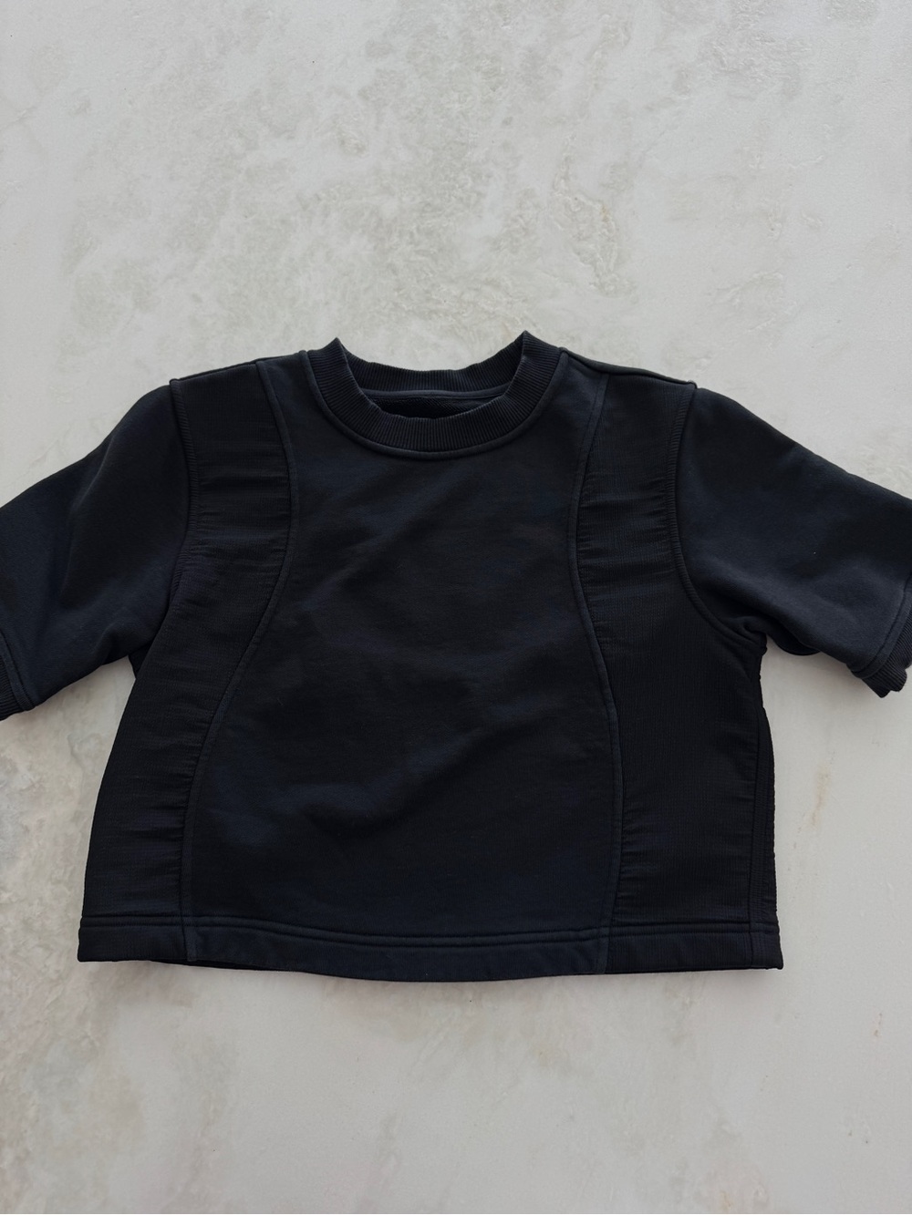 lululemon athletica Black Cropped Short Sleeve Top